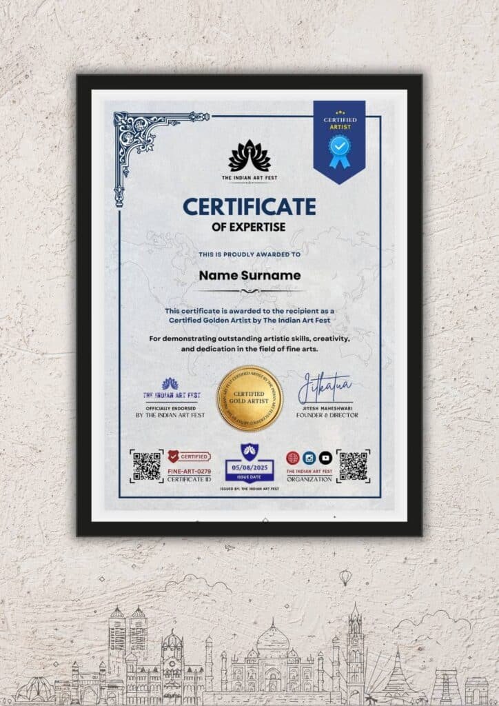 Certificate By the indian art fest